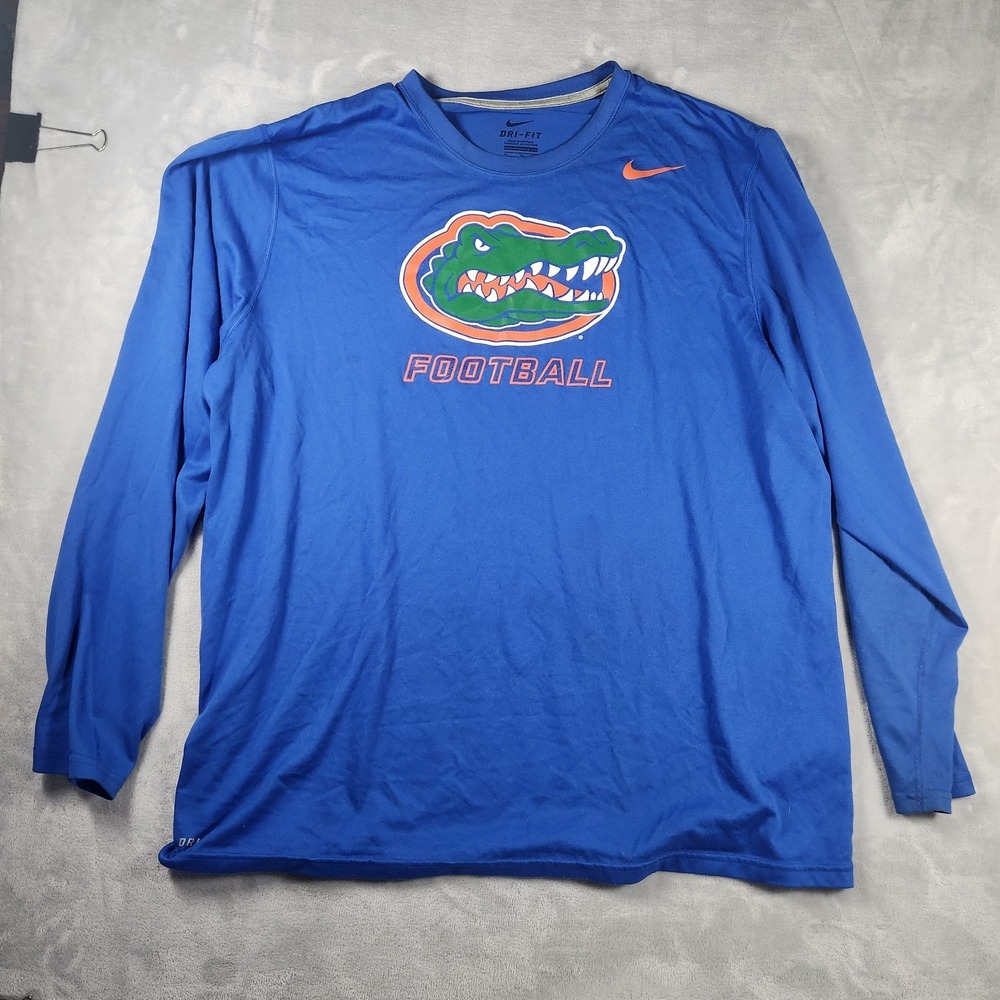 Nike Florida Gators Blue Long Sleeve Dri-FIT Football T-Shirt Men's XL